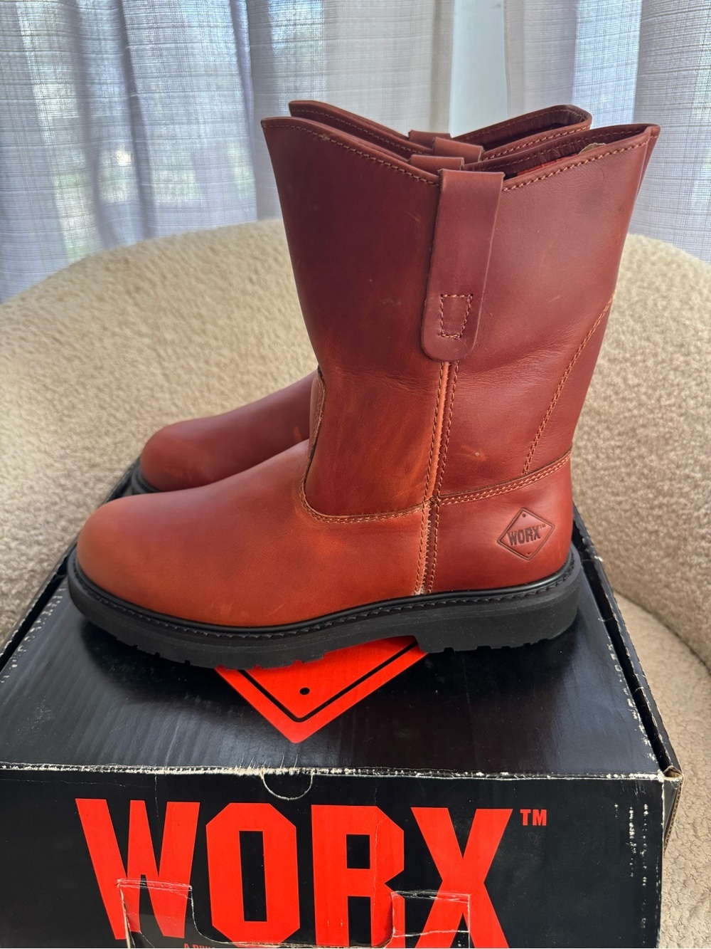 WORX by Red Wing 5452 Steel Toe Work Boots Men 9 MW Brown Leather Pull On